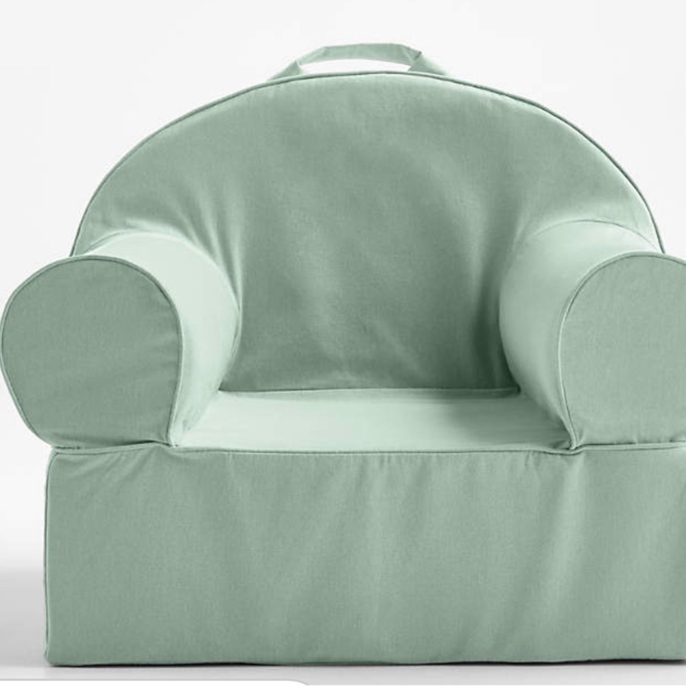 CRATE & BARREL Aqua Grey Sage Organic Cotton Kids Lounge Large CHAIR COVER NEW